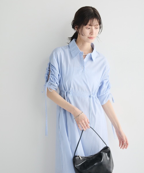 MERLOT(メルロー)の「2wayドロストシャツワンピース(シャツワンピース・レディース・ベージュ/ライトブルー・FREE)」の15枚目の写真