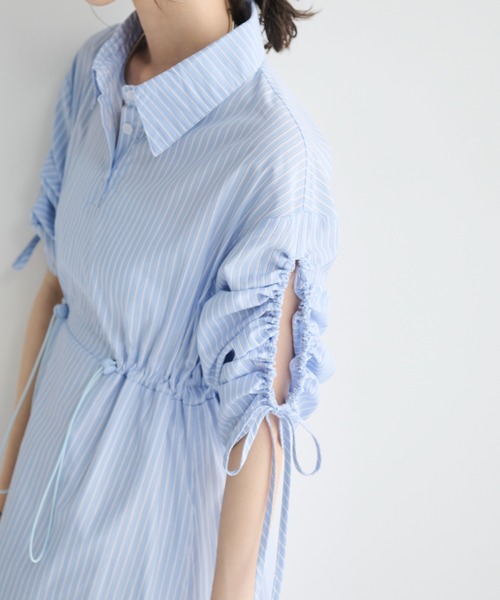 MERLOT(メルロー)の「2wayドロストシャツワンピース(シャツワンピース・レディース・ベージュ/ライトブルー・FREE)」の16枚目の写真