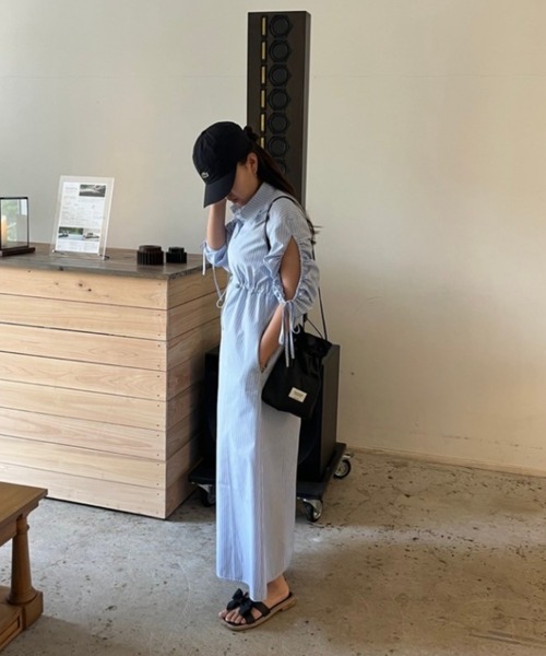 MERLOT(メルロー)の「2wayドロストシャツワンピース(シャツワンピース・レディース・ベージュ/ライトブルー・FREE)」の21枚目の写真