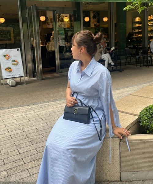 MERLOT(メルロー)の「2wayドロストシャツワンピース(シャツワンピース・レディース・ベージュ/ライトブルー・FREE)」の20枚目の写真