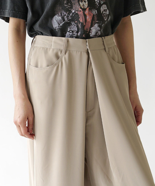 e-zakkamania stores（イーザッカマニアストアーズ）の「ラップタック ワイドパンツ（その他パンツ・レディース・ブラック/グレイッシュベージュ/黄緑系・M）」の13枚目の写真