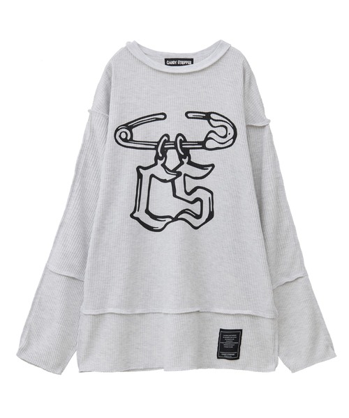 Candy Stripper（キャンディストリッパー）の「SAFETY PIN WAFFLE トップス（Tシャツ/カットソー・レディース・オフホワイト/ヘザーグレー/ブラック・2）」の10枚目の写真