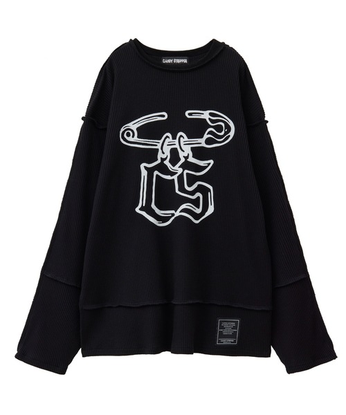 Candy Stripper（キャンディストリッパー）の「SAFETY PIN WAFFLE トップス（Tシャツ/カットソー・レディース・オフホワイト/ヘザーグレー/ブラック・2）」の8枚目の写真