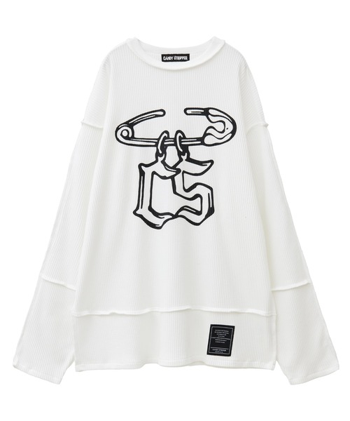 Candy Stripper（キャンディストリッパー）の「SAFETY PIN WAFFLE トップス（Tシャツ/カットソー・レディース・オフホワイト/ヘザーグレー/ブラック・2）」の9枚目の写真