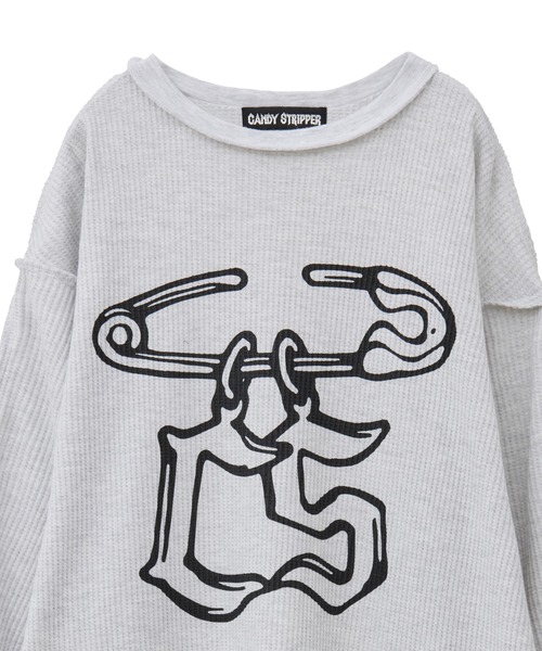 Candy Stripper（キャンディストリッパー）の「SAFETY PIN WAFFLE トップス（Tシャツ/カットソー・レディース・オフホワイト/ヘザーグレー/ブラック・2）」の12枚目の写真