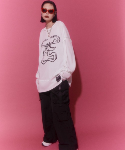 Candy Stripper（キャンディストリッパー）の「SAFETY PIN WAFFLE トップス（Tシャツ/カットソー・レディース・オフホワイト/ヘザーグレー/ブラック・2）」の21枚目の写真