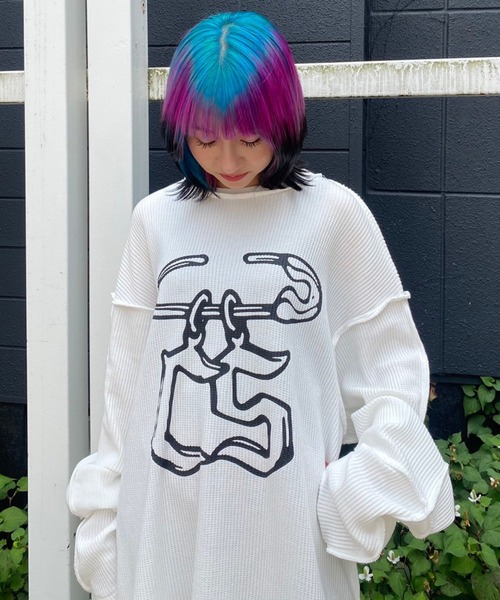 Candy Stripper（キャンディストリッパー）の「SAFETY PIN WAFFLE トップス（Tシャツ/カットソー・レディース・オフホワイト/ヘザーグレー/ブラック・2）」の4枚目の写真