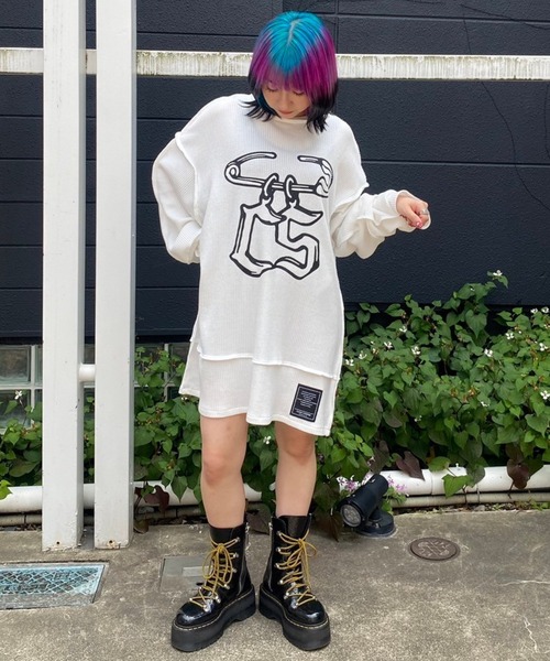 Candy Stripper（キャンディストリッパー）の「SAFETY PIN WAFFLE トップス（Tシャツ/カットソー・レディース・オフホワイト/ヘザーグレー/ブラック・2）」の5枚目の写真