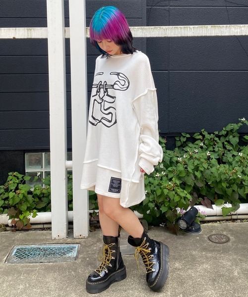 Candy Stripper（キャンディストリッパー）の「SAFETY PIN WAFFLE トップス（Tシャツ/カットソー・レディース・オフホワイト/ヘザーグレー/ブラック・2）」の7枚目の写真