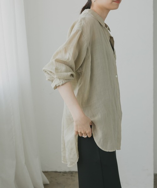 URBAN RESEARCH（アーバンリサーチ）の「ラミーオーバーシャツ（Tシャツ/カットソー・レディース・ブラック/ホワイト/オレンジ/ベージュ系その他/ベージュ・FREE）」の7枚目の写真