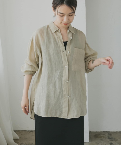 URBAN RESEARCH（アーバンリサーチ）の「ラミーオーバーシャツ（Tシャツ/カットソー・レディース・ブラック/ホワイト/オレンジ/ベージュ系その他/ベージュ・FREE）」の12枚目の写真