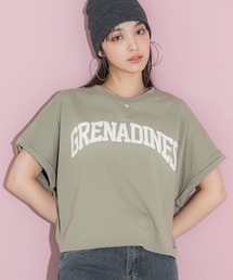 袖ロールアップロゴTシャツ