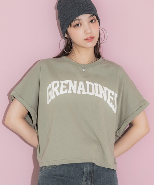 coca(coca)(コカ)の「袖ロールアップロゴTシャツ(Tシャツ/カットソー・レディース・グレー/ホワイト/カーキ/ライトベージュ/その他1/ベージュ/ブラウン/ライトグレー/ネイビー/ライトピンク/チャコール/ワイン/ピンク/ブラック/ダークブルー・L/M/S)」の9枚目の写真