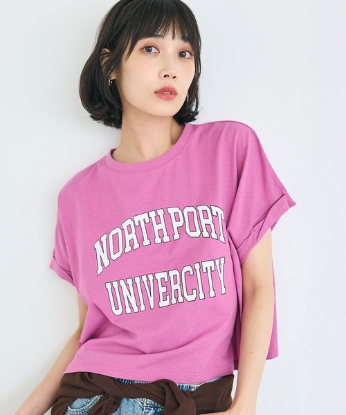 coca(coca)(コカ)の「袖ロールアップロゴTシャツ(Tシャツ/カットソー・レディース・グレー/ホワイト/カーキ/ライトベージュ/その他1/ベージュ/ブラウン/ライトグレー/ネイビー/ライトピンク/チャコール/ワイン/ピンク/ブラック/ダークブルー・L/M/S)」の12枚目の写真