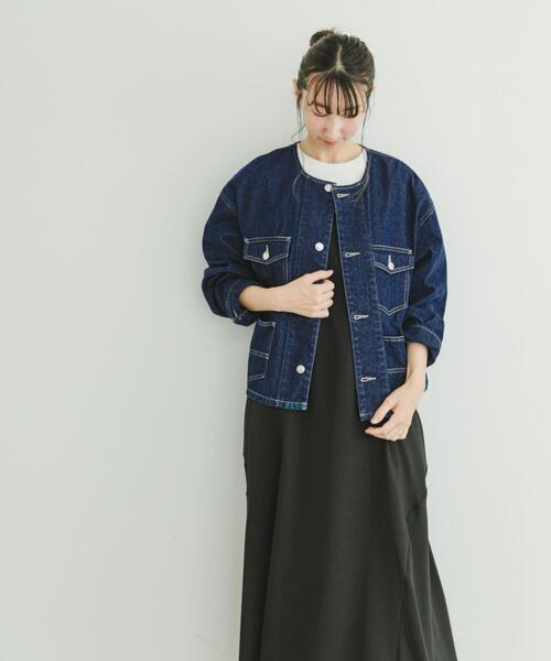 ITEMS URBANRESEARCH（アイテムズ アーバンリサーチ）の「デニムノーカラージャケット（デニムジャケット・レディース・ブラック/インディゴブルー・FREE）」の15枚目の写真