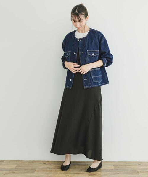 ITEMS URBANRESEARCH（アイテムズ アーバンリサーチ）の「デニムノーカラージャケット（デニムジャケット・レディース・ブラック/インディゴブルー・FREE）」の18枚目の写真