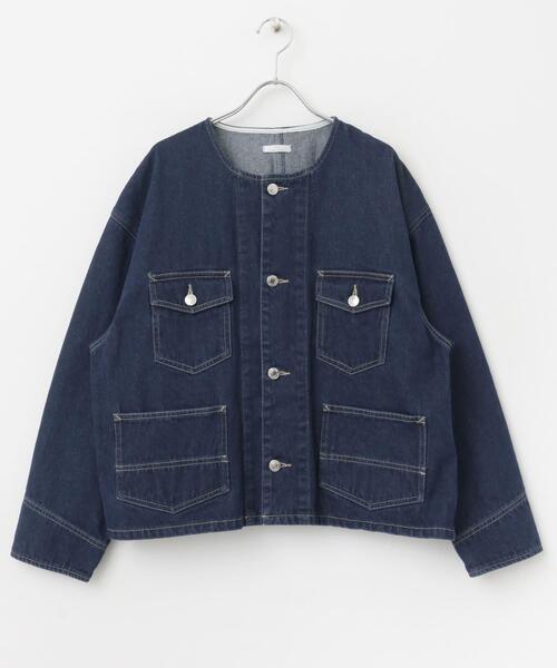 セール】デニムノーカラージャケット（デニムジャケット）｜ITEMS