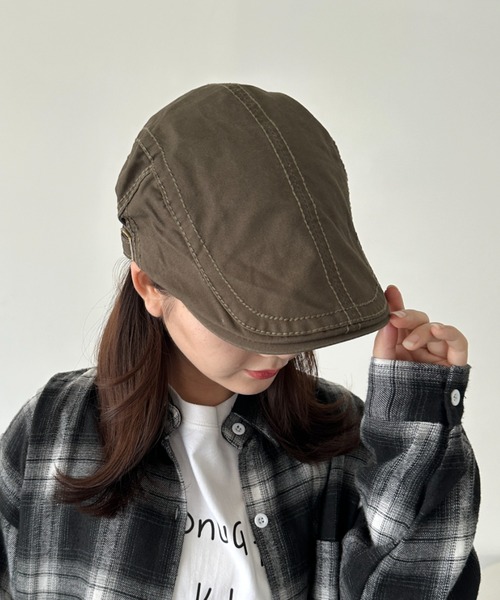CLEA(クレア)の「無地ヴィンテージハンチング帽(ハンチング/ベレー帽・レディース・ベージュ/ブラウン/ブラック/チャコールグレー/カーキ・FREE)」の5枚目の写真