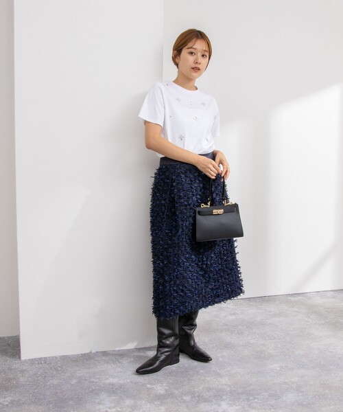 NOLLEY’S(ノーリーズ)の「ビジューTシャツ(Tシャツ/カットソー・レディース・ネイビー/ホワイト/サックスブルー・38/36)」の4枚目の写真