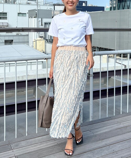 NOLLEY’S(ノーリーズ)の「ビジューTシャツ(Tシャツ/カットソー・レディース・ネイビー/ホワイト/サックスブルー・38/36)」の10枚目の写真