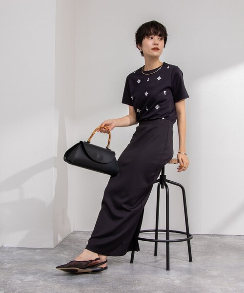 NOLLEY’S(ノーリーズ)の「ビジューTシャツ(Tシャツ/カットソー・レディース・ネイビー/ホワイト/サックスブルー・38/36)」の12枚目の写真