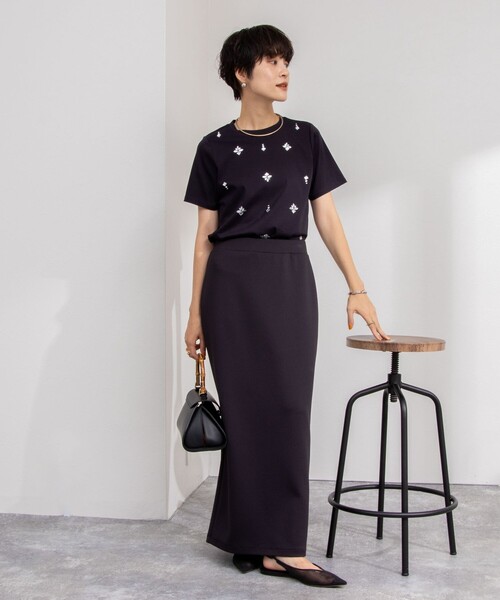 NOLLEY’S(ノーリーズ)の「ビジューTシャツ(Tシャツ/カットソー・レディース・ネイビー/ホワイト/サックスブルー・38/36)」の15枚目の写真