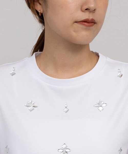 NOLLEY’S(ノーリーズ)の「ビジューTシャツ(Tシャツ/カットソー・レディース・ネイビー/ホワイト/サックスブルー・38/36)」の20枚目の写真