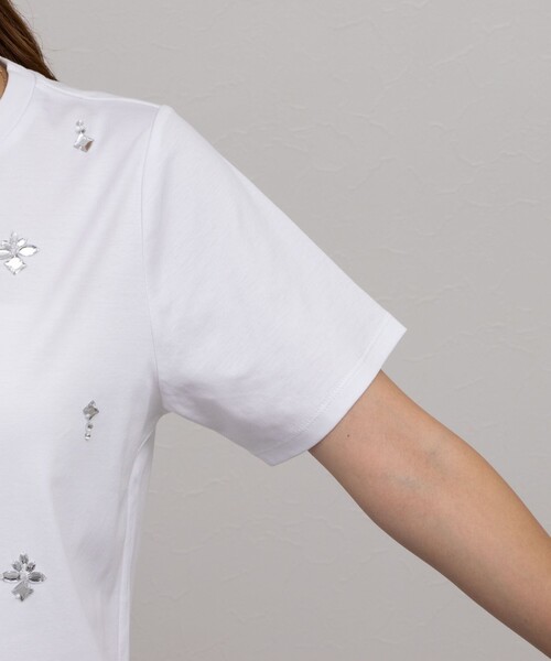 NOLLEY’S(ノーリーズ)の「ビジューTシャツ(Tシャツ/カットソー・レディース・ネイビー/ホワイト/サックスブルー・38/36)」の21枚目の写真