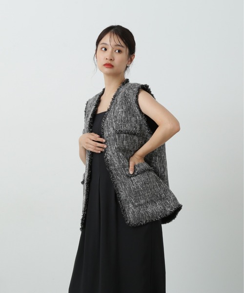 N.（N. Natural Beauty Basic）（エヌエヌナチュラルビューティーベーシック）の「◆フリンジツイードジレ（ベスト・レディース・グレー/ナチュラル・MEDIUM）」の22枚目の写真