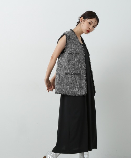 N.（N. Natural Beauty Basic）（エヌエヌナチュラルビューティーベーシック）の「◆フリンジツイードジレ（ベスト・レディース・グレー/ナチュラル・MEDIUM）」の3枚目の写真