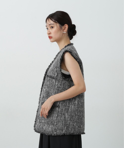 N.（N. Natural Beauty Basic）（エヌエヌナチュラルビューティーベーシック）の「◆フリンジツイードジレ（ベスト・レディース・グレー/ナチュラル・MEDIUM）」の7枚目の写真