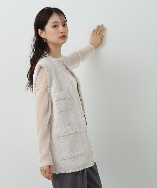 N.（N. Natural Beauty Basic）（エヌエヌナチュラルビューティーベーシック）の「◆フリンジツイードジレ（ベスト・レディース・グレー/ナチュラル・MEDIUM）」の13枚目の写真