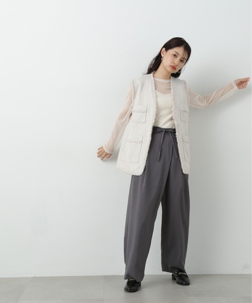 N.（N. Natural Beauty Basic）（エヌエヌナチュラルビューティーベーシック）の「◆フリンジツイードジレ（ベスト・レディース・グレー/ナチュラル・MEDIUM）」の16枚目の写真