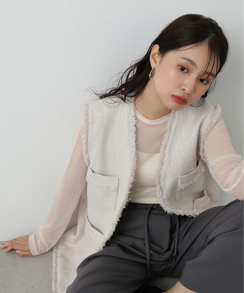 N.（N. Natural Beauty Basic）（エヌエヌナチュラルビューティーベーシック）の「◆フリンジツイードジレ（ベスト・レディース・グレー/ナチュラル・MEDIUM）」の17枚目の写真