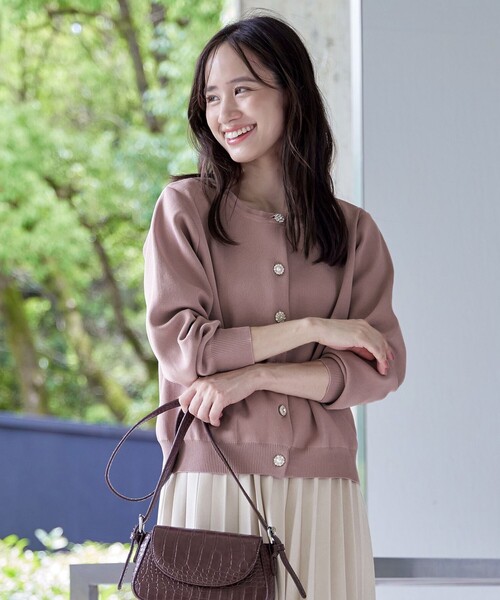 中空糸ビジューボタンカーディガン（カーディガン/ボレロ）｜Tiaclasse