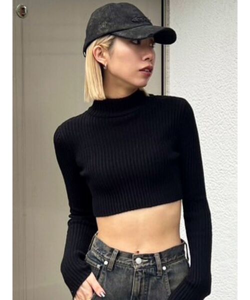 EMODA(エモダ)の「ハイネッククロップニット(ニット/セーター・レディース・その他1/ピンク/グレー/その他/ブラック/アイボリー・FREE)」の8枚目の写真