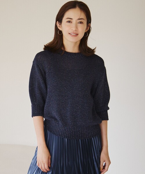 23区 S(ニジュウサンクチイサイサイズ)の「【洗える】ルレックスバルキー ラメニット(ニット/セーター・レディース・グレー系/ネイビー系/ベージュ系・32)」の2枚目の写真