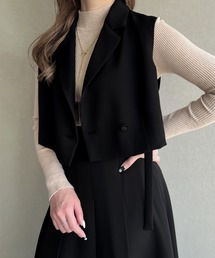 JUNOAH | サイドベルトショートベスト+プリーツスカートセットアップ(セットアップ)