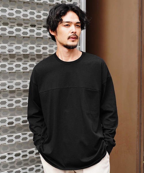 jiggys shop(ジギーズショップ)の「切り替えポケット付き長袖ロンTカットソー(Tシャツ/カットソー・メンズ・ブラック/チャコールグレー/ホワイト・MEDIUM/LARGE/X-LARGE)」の3枚目の写真