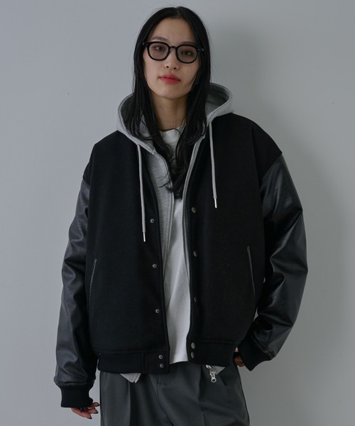 COLONY 2139（コロニートゥーワンスリーナイン）の「ジャージメルトンスタジャン（スタジャン・メンズ・ブラック系その他/ブラック/グレー・LARGE/MEDIUM）」の2枚目の写真