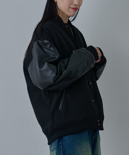 COLONY 2139（コロニートゥーワンスリーナイン）の「ジャージメルトンスタジャン（スタジャン・メンズ・ブラック系その他/ブラック/グレー・LARGE/MEDIUM）」の5枚目の写真