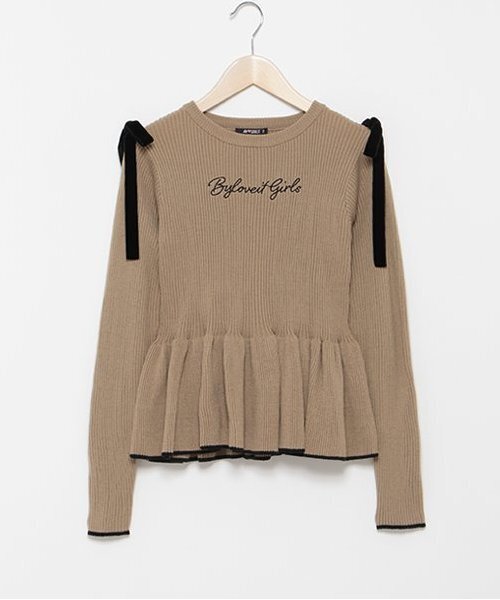 by LOVEiT(バイラビット)の「ペプラムリボンプルオーバー(ニット/セーター・キッズ・アイボリー/モカ/ライム・120cm/130cm/140cm/150cm/160cm)」の2枚目の写真