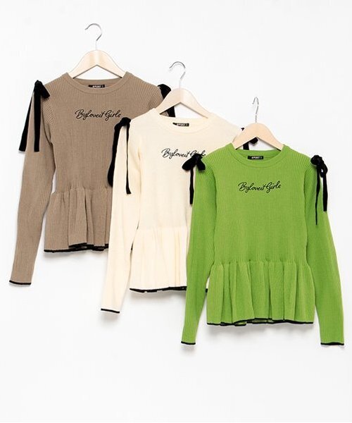by LOVEiT(バイラビット)の「ペプラムリボンプルオーバー(ニット/セーター・キッズ・アイボリー/モカ/ライム・120cm/130cm/140cm/150cm/160cm)」の11枚目の写真