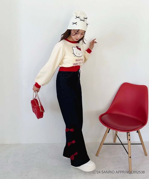 MAJESTIC LEGON(マジェスティックレゴン)の「ハローキティ プチリボンニットCAP(キャップ・レディース・アイボリー/グレー・FREE)」の7枚目の写真