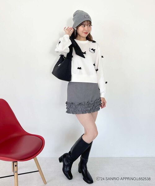 MAJESTIC LEGON(マジェスティックレゴン)の「ハローキティ プチリボンニットCAP(キャップ・レディース・アイボリー/グレー・FREE)」の13枚目の写真