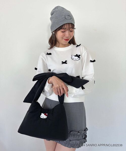 MAJESTIC LEGON(マジェスティックレゴン)の「ハローキティ プチリボンニットCAP(キャップ・レディース・アイボリー/グレー・FREE)」の14枚目の写真