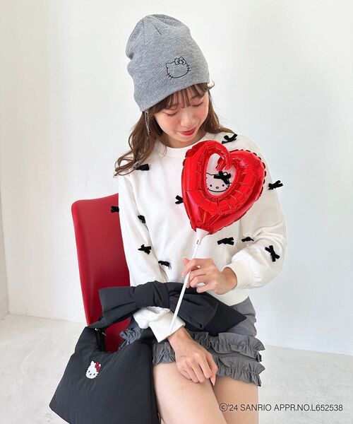 MAJESTIC LEGON(マジェスティックレゴン)の「ハローキティ プチリボンニットCAP(キャップ・レディース・アイボリー/グレー・FREE)」の17枚目の写真