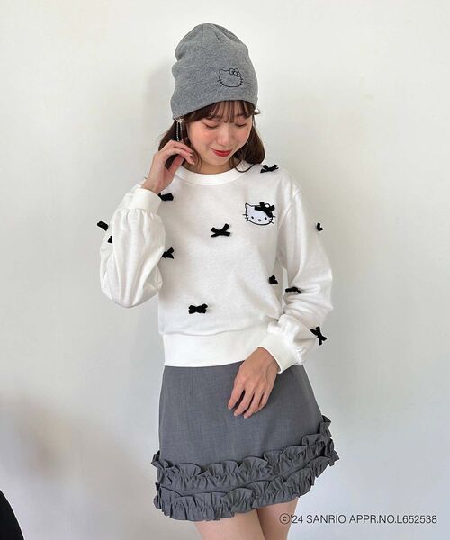 MAJESTIC LEGON(マジェスティックレゴン)の「ハローキティ プチリボンニットCAP(キャップ・レディース・アイボリー/グレー・FREE)」の18枚目の写真