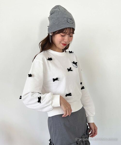 MAJESTIC LEGON(マジェスティックレゴン)の「ハローキティ プチリボンニットCAP(キャップ・レディース・アイボリー/グレー・FREE)」の19枚目の写真