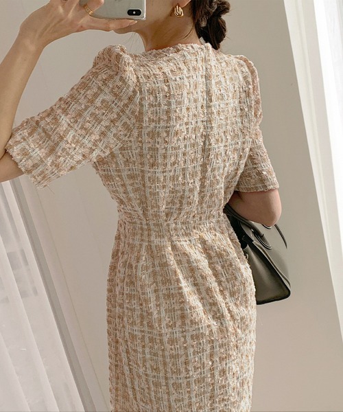 IRADOWL(アイラドール)の「チェック柄ハーフリーブミニワンピース(ワンピース・レディース・ブラック/ベージュ・SMALL/MEDIUM)」の7枚目の写真